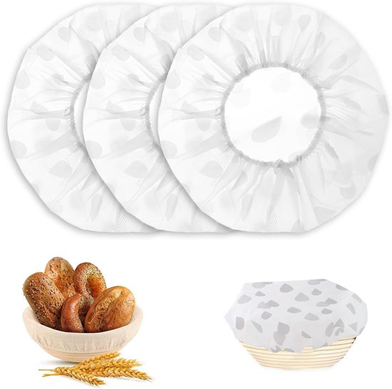Broodhoezen - 3-pack vochthoezen - Bakkersdeegdoeken - Vochthoezen - Ronde, spanbare vochtmandhoezen - Herbruikbare vochthoezen - Multifunctionele zachte hoezen
