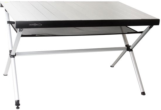Brunner Accelerate 6 - Campingtafel 146,5 x 80 x 71 cm - Oprolbaar blad - Verstelbare poot - Opbergnet en draagtas van Merkloos