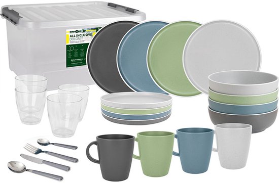 Brunner - Camping Serviesset - Dolomit - All Inclusive - 36 delig - Melamine - Vaatwasserbestendig - BPA-vrij