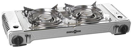 Brunner Devil dubbele grill draagbaar gasfornuis met anti-aanbak grillplaat van Brunner