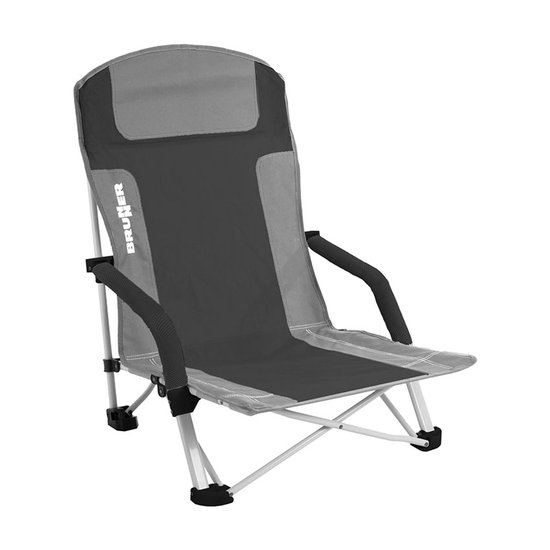 Brunner Opvouwbare Strandstoel Bula - Zwart/Grijs - Lichtgewicht 3,1 kg - Stalen Frame - Draagtas Inclusief - 102 kg Draagvermogen - Polyester Bekleding van Brunner