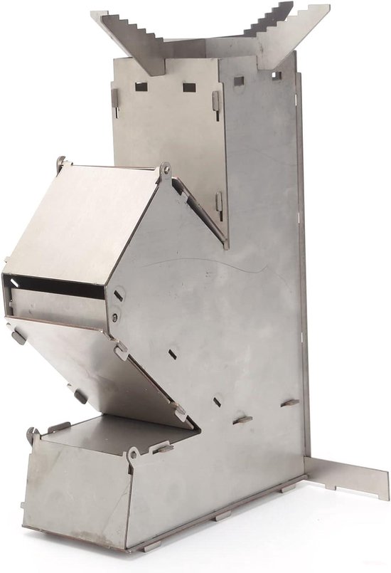 BSG - Draagbare Camping Rocket Stove van Roestvrij Staal voor Buiten koken met Kookgrill van Merkloos