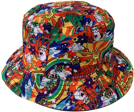 Bucket hat Psychedelic | geel van Tavu.