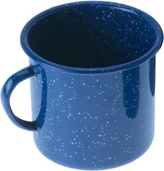 Buiten Beker - Emaille Mok - Kamperen en Hiken - Dubbel Ovengehard - 18 oz - Blauw