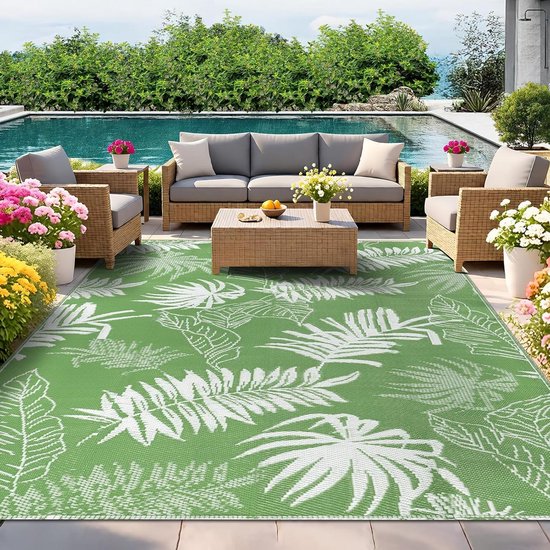 Buiten Tapijt - Terrastapijt Weerbestendig - Terras Aankleden - Waterdicht Vlekbestendig - 180 x 270 cm - Grasgroen