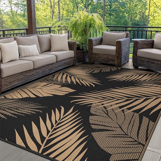 Buitentapijt - Picknickkleed - Buiten Leven - Omkeerbaar Design - 180x275cm - Zwart Bruin