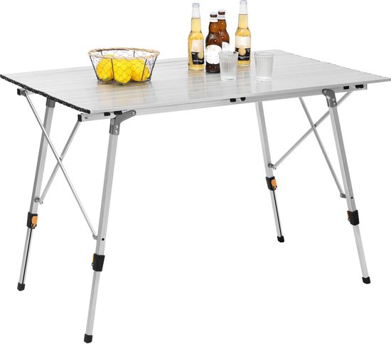 BukkitBow - Aluminium Opvouwbare Campingtafel - Lichtgewicht en In Hoogte Verstelbaar 120X68,5CM - Hoogte: 59-78,5CM - Zilver van BukkitBow