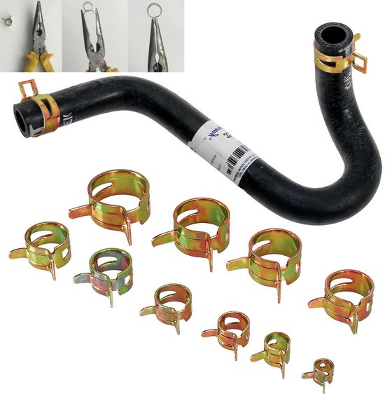 BukkitBow - Metalen Slangklemmen - Verzinkte Veerklemmen in Opbergdoos - Assortiment Slangklemmen 6 t/m 10mm voor Brandstof en Luchtslangen - Set van 75 Metalen Slangklemmen van Merkloos