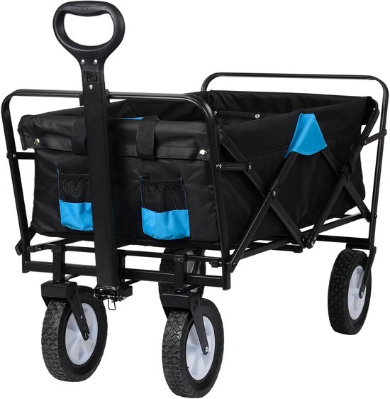 BukkitBow - Opvouwbare Bolderkar - Transportwagen - 4 Wielen - Telescopische Handgreep - 80 kg Draagkracht - Camping & Tuin - Antraciet / Turquoise van Merkloos