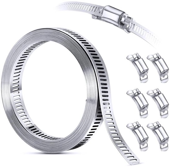 BukkitBow - Premium Slangklem - RVS - Verstelbaar - Diameter tot 350cm - Buisklem - Slangklemmen - Klusmateriaal - Zilver van BukkitBow