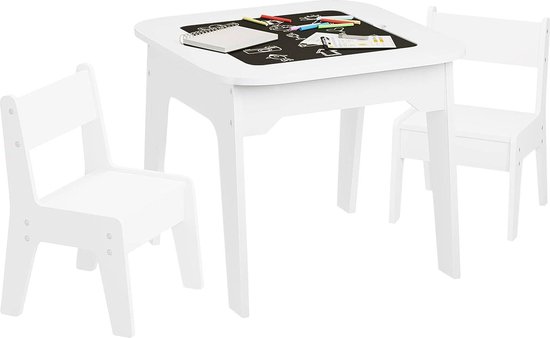BukkitBow - Vierkante Kindertafel met Schrijftafel en 2 Stoelen van BukkitBow