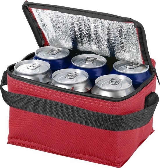 Bullet kleine koeltas voor sixpack blikjes - 3,5 liter - rood - 20 x 15 x 12 cm - Lunchtrommel van Bullet