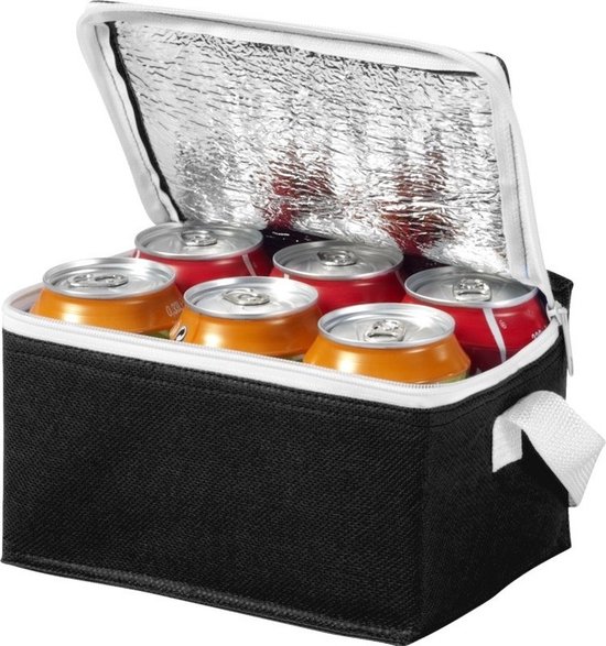 Bullet kleine koeltas voor sixpack blikjes - 3,5 liter - zwart - 20 x 15 x 12 cm - Lunchtrommel van Bullet