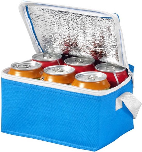 Bullet mini koeltas voor sixpack blikjes - 3,5 liter - blauw - 20 x 15 x 12 cm - lunchtrommel van Merkloos