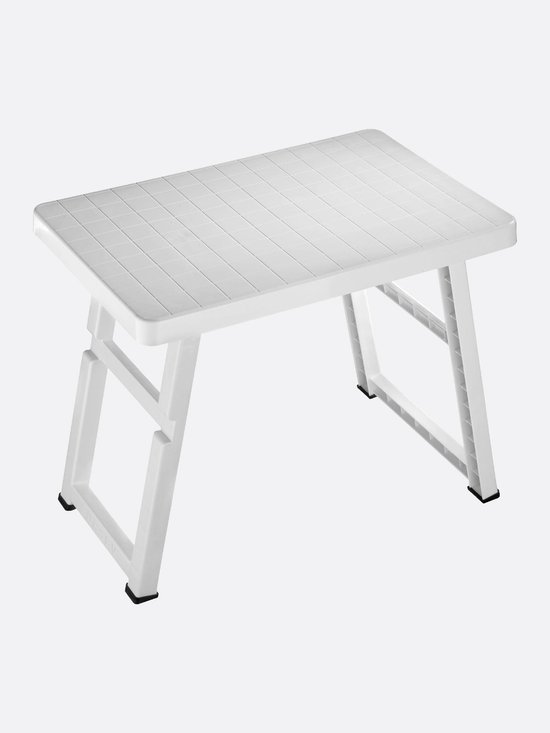 Bursev | Campingtafel Inklapbaar - Inklapbare kunststof tafel - kampeertafel - vouwtafel - campingtafel opvouwbaar - camping tafel - campingtafel lichtgewicht - picknicktafel kinderen - wit - 48x72x56 cm - XL