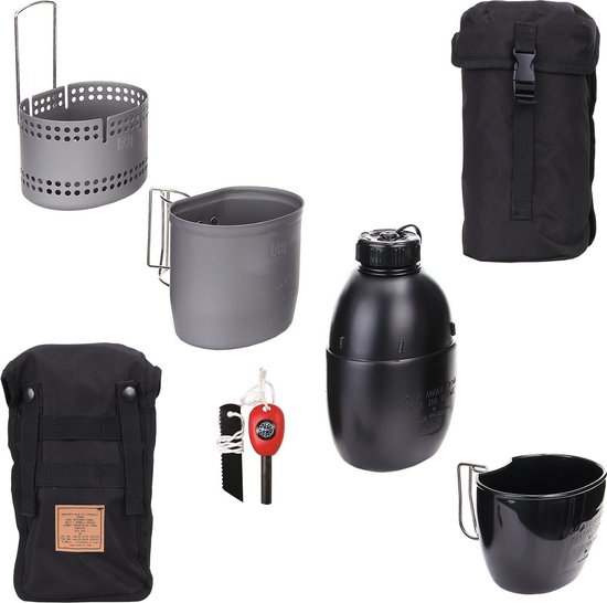 Bushcraft kooksysteem "Dragon" Crusader MKII -6 delig - Zwart van De merknaam is BCB.