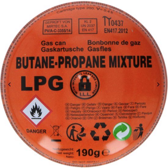 Butaan & Propaan Gas – 190 g Per Gasbus – Universeel Campinggas voor Kooktoestellen, Branders en Verwarmers van Campingaz