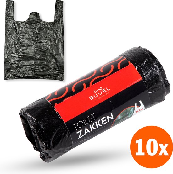 Buvel® Toilet Afvalzakken – 10 Stuks voor Campingtoilet met Handige Handvaten van Buvel®