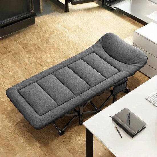 Buylin Logeerbed - Vouwbed - Opklapbed 1-persoons - Campingbed - Veldbed - Ligbed Opvouwbaar Volwassenen - Draagbaar - 190x67x48 cm - Incl. Kussen -Grijs van Buylin