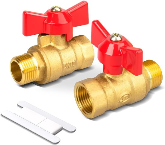 Bwintech 2pcs 3/8" Male BSP to 3/8" Female BSP in Brass, Ball Valves with Wing Handle 180 Degree Off Switch Control - ShopVlot