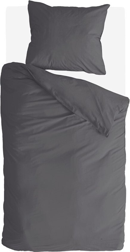 Byrklund Dekbedovertrek Go Velvet - 140x220 - Voor: 100% Polyester, achter 100% Katoen - Off Black van Byrklund