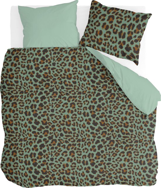 Byrklund Dekbedovertrek Lazy Leopard - 200x220 - 100% Katoen - Groen van Byrklund