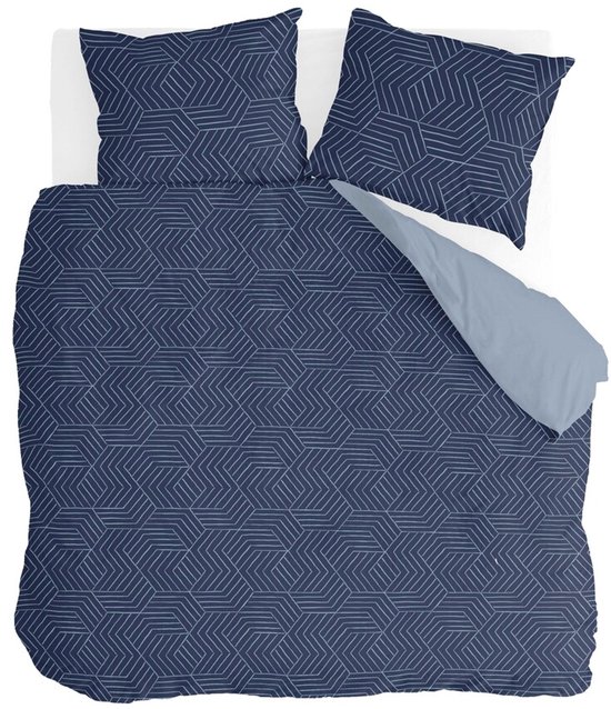 Byrklund Dekbedovertrek Lined Grid - 240x220 - 100% Polyester - Donker Blauw van Byrklund