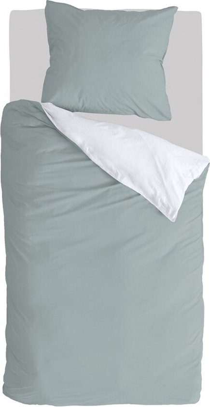 Byrklund Dekbedovertrek Side Way - 140x220 - 100% Katoen - Jade / Wit van Merkloos