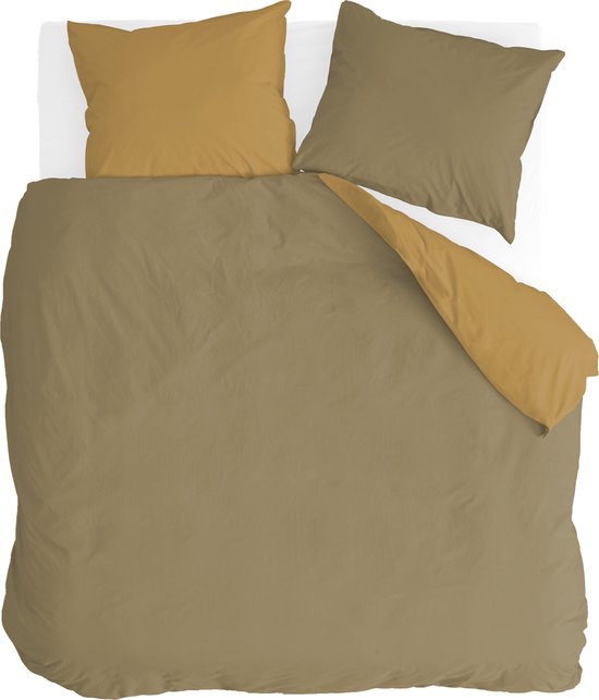 Byrklund Dekbedovertrek Side Way - 200x220 - 100% Katoen - Geel / Mosterd van Merkloos