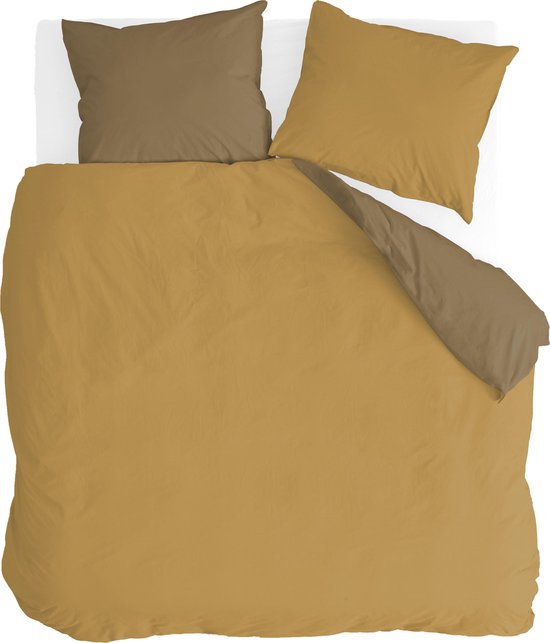 Byrklund Dekbedovertrek Side Way - 240x220 - 100% Katoen - Geel / Mosterd van Merkloos