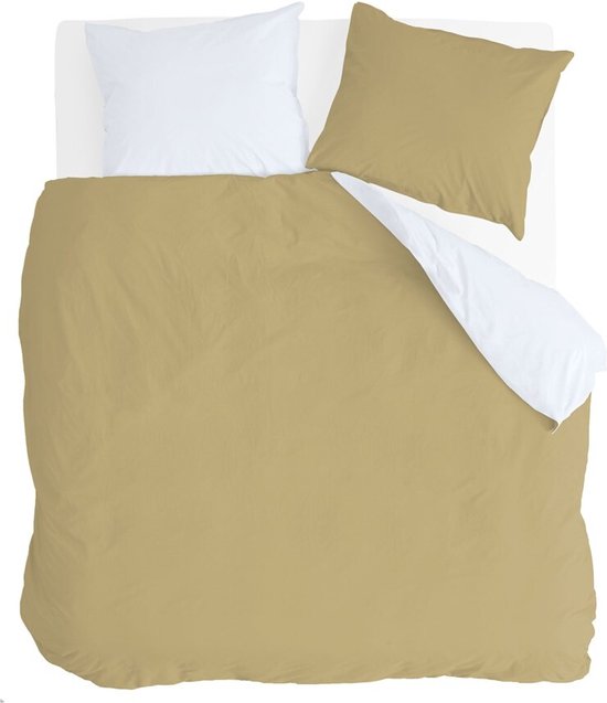 Byrklund Dekbedovertrek Side Way - 240x220 - 100% Katoen - Okergeel / Wit van Merkloos