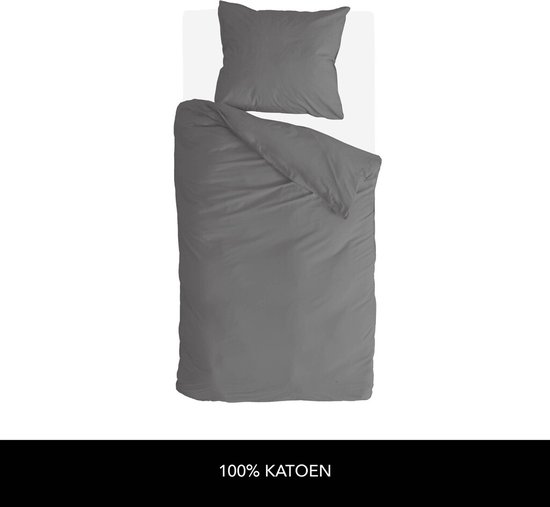 Byrklund Dekbedovertrek Sleep Softly - 140x220 - 100% Katoen - Off Black van Merkloos