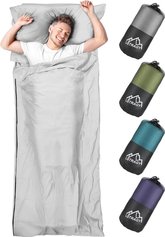 Cabineslaapzak, 2-in-1 microvezelslaapzak met volledige ritssluiting en kussencompartiment, ideaal voor backpacken, hostels en berghutten - 95 x 220 cm van Cocoon