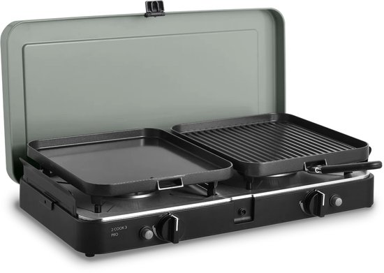 CADAC 2 Cook 3 Pro Deluxe - Kooktoestel - 2 Branders - GreenGrill Coating - Quick Release - Inclusief Opbergtas