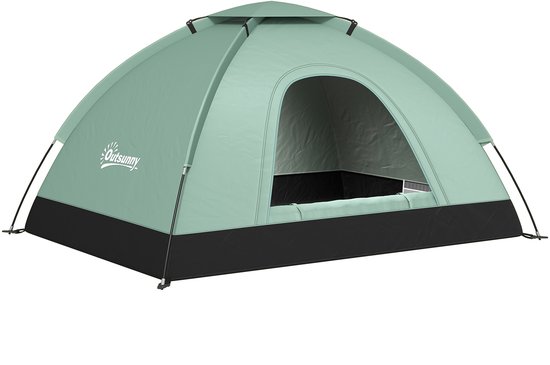 Camouflage kampeertent voor 2 personen- lichtgewicht- geventileerde koepeltent- eenvoudig op te zetten met deuren met ritssluiting.