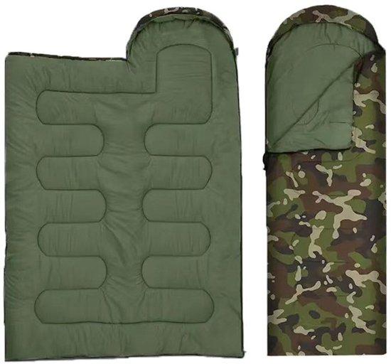 Camouflage Slaapzak - Envelop Slaapzak - Kamperen Buiten - Waterafstotende Schaal - 180+30x75cm - Jungle
