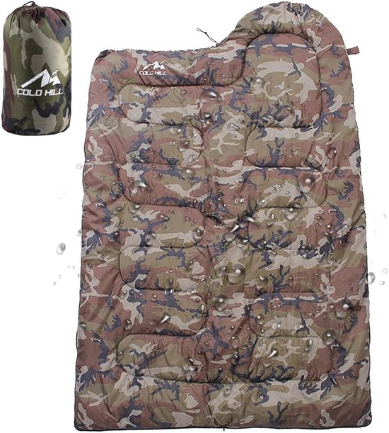 Camouflage slaapzak - Outdoor slaapzak - Kamperen en wandelen - Waterdicht en weerbestendig - 220 x 70 cm - Groen