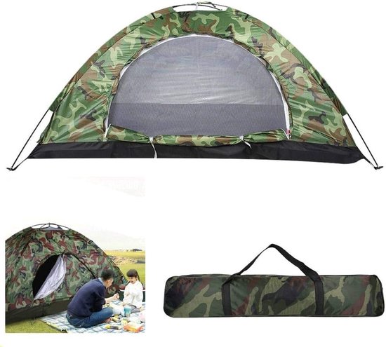 Camouflage Waterdichte Camping Tent voor Twee Personen - UV Bescherming voor Strand en Hiking Activiteiten
