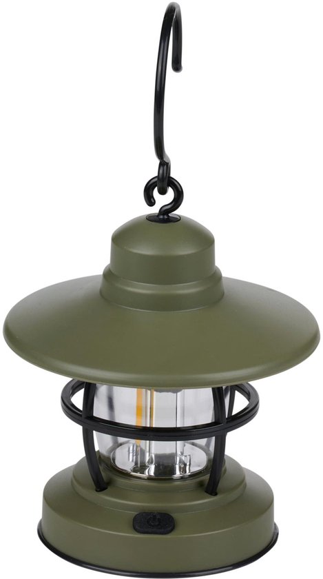 Camp Active Campinglamp LED met Ophanghaak - Camping Lantaarn voor Tent en Kamperen - Kampeerlamp als Hanglamp Camping - Buitenlamp - Ca. Ø12 x 20 cm - Groen