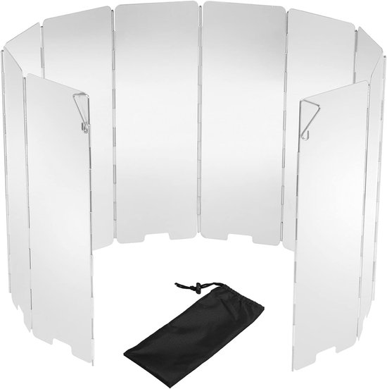 Camp Stove Windscreen - Wind Screen For Camping Stove - Vouwbaar Ontwerp - Hittebestendig Materiaal - 10 Platen Staal - 1 Stuk - Voor Backpacking En Picknick