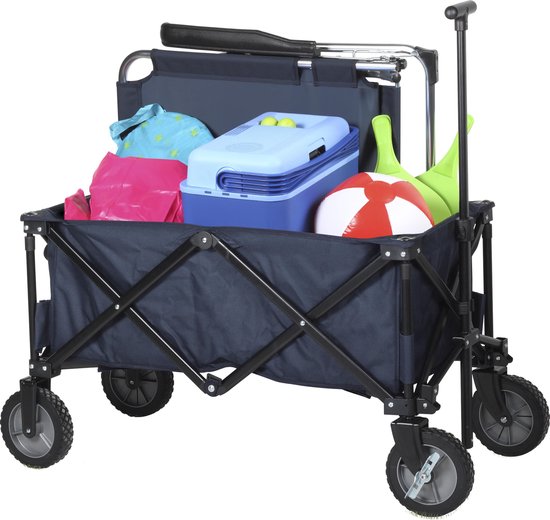 Campart Bolderkar HC-0910 - Opvouwbaar - Bolderwagen met stevig harmonicaframe - Inclusief opbergtas en bodemplaat - Draagvermogen 70 kilo - Blauw van Campart