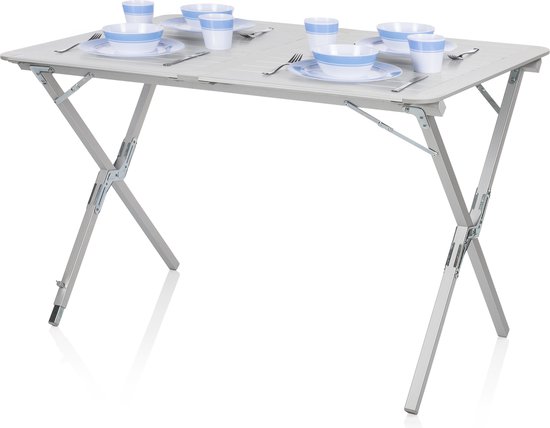 Campart Campingtafel TA-0802 - Opvouwbaar, lichtgewicht en met verstelbare poten - Kampeertafel inklapbaar inclusief opbergtas - 110 x 70 x 70 cm - Wit van Merkloos