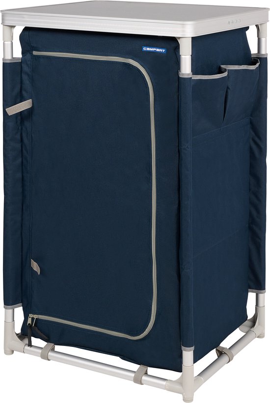 CamPart Travel Campingkast Nantes CU-0410 - 57 x 47 x 97 cm - Inclusief Opbergtas - Donkerblauw van Campart Travel
