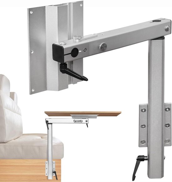 Camper Tafelpoot - Draaibare Tafelhouder - Camper Interieur - Inklapbaar Tafelblad - 43.94 x 43.94 cm - Zilver Wit
