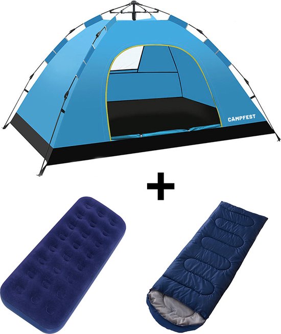 Campfest - Luchtbed - Slaapzak - Tent - Eenpersoons - Kamperen - Festival camping - Kampeerset - 3-delig van Merkloos