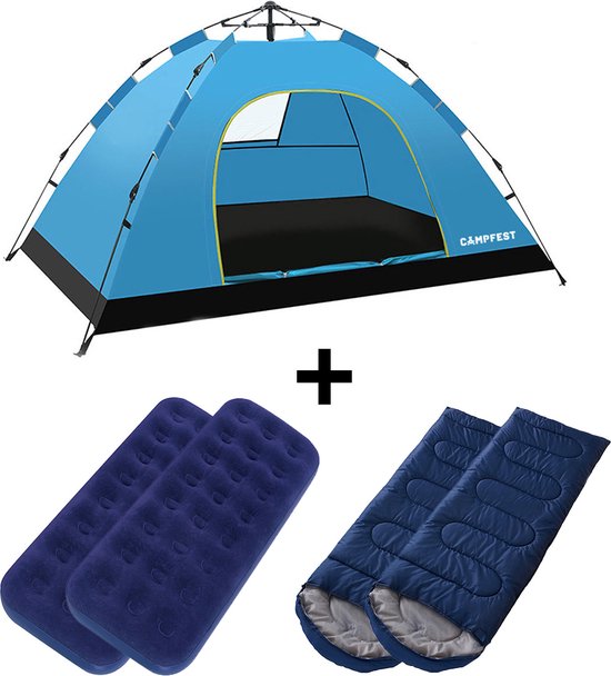 Campfest - Luchtbed - Slaapzak - Tent - Tweepersoons - Kamperen - Festival camping - Kampeerset - 5-delig van Merkloos