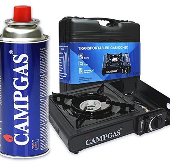 Campgas gasfornuis met koffer en 8 gaspatronen voor campings