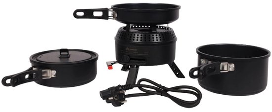 Campguru Hybrid Stove Set - Kooktoestel - Gas en elektrisch - Inclusief 3 pannen - Compact op te bergen