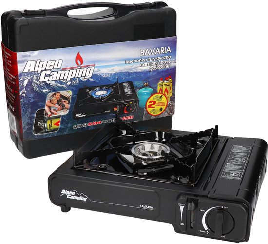Camping Alpen kooktoestel, vermogen: 2.0 kW, gasverbruik 146g/h, gassoort - butaan, BAVARIA