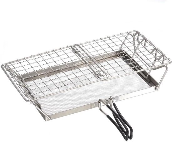 Camping Broodrooster - Gasfornuis Roosteraar - Buiten Koken - Dubbelzijdig Roosteren - 21 x 14 cm - Zilver